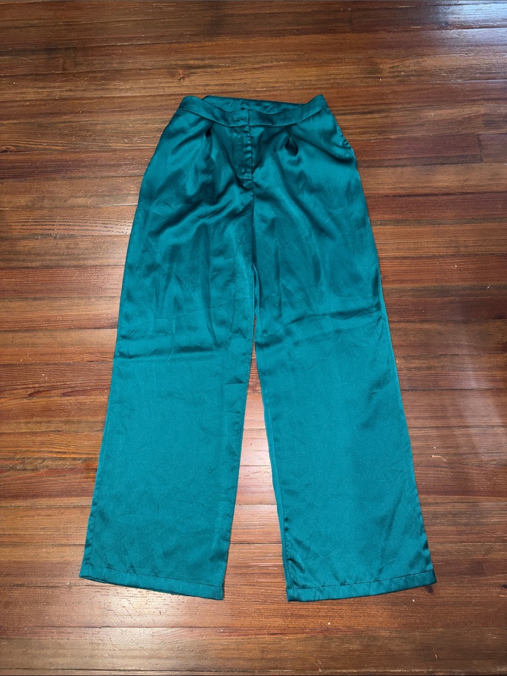 Sincerely Jules women’s  Teal Wide-Leg Satin Pants